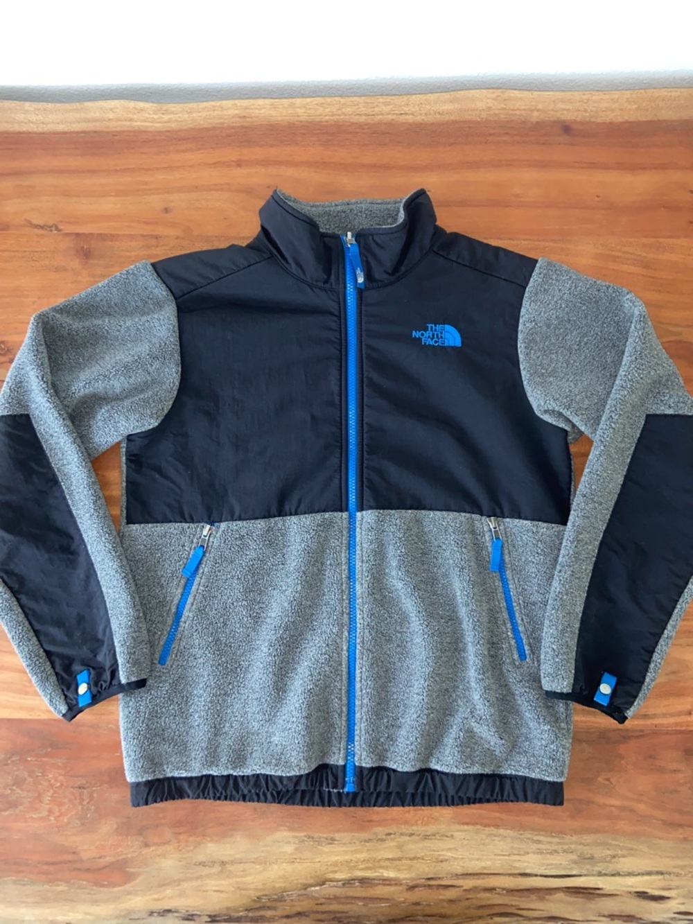 The North Face boys Denali Fleece zip up jacket grey black blue outdoor L 14/16 - Picture 15 of 16